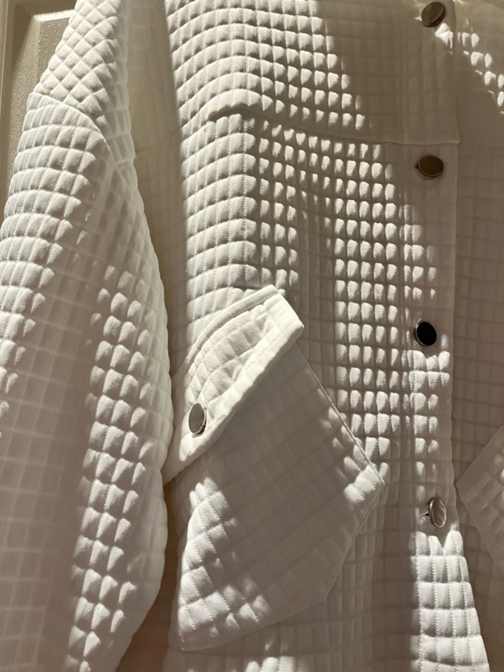SHEIN White Quilted Snap-Front Jacket